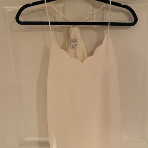 J crew scallop ivory tank
